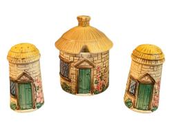 İngiliz Ev Temalı seramik Tuzluk Biberlik ve Baharatlık