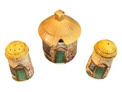 İngiliz Ev Temalı seramik Tuzluk Biberlik ve Baharatlık