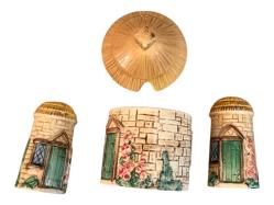 İngiliz Ev Temalı seramik Tuzluk Biberlik ve Baharatlık