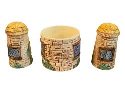 İngiliz Ev Temalı seramik Tuzluk Biberlik ve Baharatlık