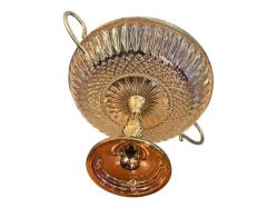 İngiliz Kristal ve gümüş kaplama Ayakalı sunumluk 13 cm yüksekliğinde 16 cm çapında