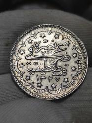 Sultan Reşat 1327/7 Gümüş 5 Kuruş Çil