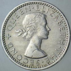 YENİ ZELANDA 6 PENCE 1964 KRALİÇE II. ELİZABETH 19,3 mm.