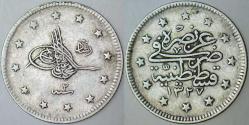 V. MEHMET REŞAT GÜMÜŞ 2 KURUŞ 1327/2 KOSTANTİNİYYE DARBI. OSMANLI İMPARATORLUĞU.