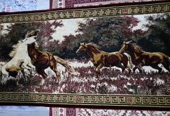 BURSA İŞİ GOBLEN TARZ YILKI ATLARI TEMALI YENİ TİP DUVAR HALISI DUVARA ASILMAMIŞ