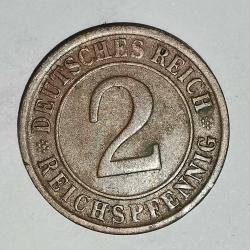 ALMANYA 1925 D     2 PFENNIG