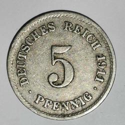 ALMANYA 1911 F    5  PFENNIG