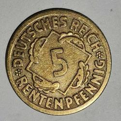 ALMANYA 1924 F    5  PFENNIG