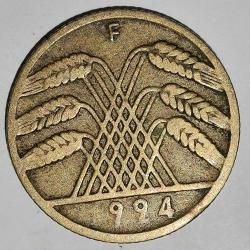 ALMANYA  1924 F     10  PFENNIG
