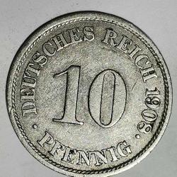 ALMANYA  1908 J     10  PFENNIG