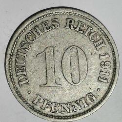 ALMANYA  1911 F      10  PFENNIG