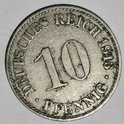 ALMANYA  1913 A      10  PFENNIG