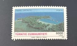 Türk Pulu - Turkish Stamp -  Postadan Geçmiş Pul Filateli - FASELİS - ANTALYA TEMALI PUL, 6000 LİRA - Türkiye Cumhuriyeti - NOSTALJİK DOĞUM GÜNÜ HEDİYESİ