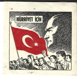 Hürriyet İçin Atatürk Çizimli Vinyet (8 x 8cm)