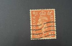 İngiltere Pulu - England Stamp - Postadan Geçmiş Pul Filateli - DAMGALI - KRAL VI. GEORGE TEMALI PUL , 2 PARA - YABANCI PULLAR -NOSTALJİK DOĞUM GÜNÜ HEDİYESİ