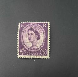 İngiltere Pulu - England Stamp -  Postadan Geçmiş Pul Filateli - DAMGALI - KRALİÇE ELIZABETH, 3 PARA - YABANCI PULLAR - NOSTALJİK DOĞUM GÜNÜ HEDİYESİ