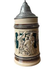 Zin Kapaklı Wohl bekomm's Alman Tankart Bira Bardağı