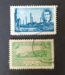 İran Şah Rıza Pehlevi dönemi damgalı pullar