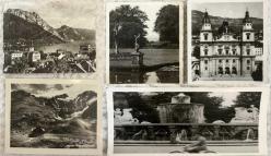 Avrupa ülkeleri Manzara Temalı siyah beyaz gerçek fotoğraf RPPC ufak-boy 5-adet eski kartpostal