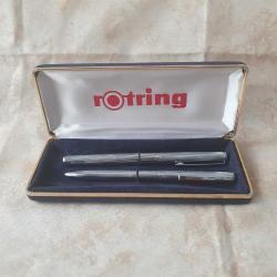 Vintage Rotring Paslanmaz Çelikten Üretilmiş Tükenmez ve Dolma Kalem Seti