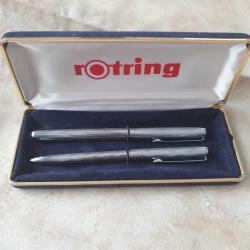 Vintage Rotring Paslanmaz Çelikten Üretilmiş Tükenmez ve Dolma Kalem Seti