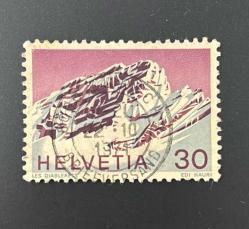 İsviçre Helvetya Pulu - Helvetia Stamp - Postadan Geçmiş Pul Filateli - 1971 Damgalı - ALP DAĞLARI TEMALI PUL, 30 PARA - YABANCI PULLAR -NOSTALJİK DOĞUM GÜNÜ HEDİYESİ