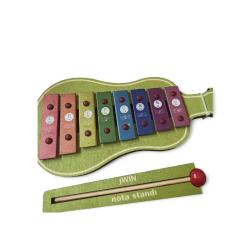 vintage ahşap gövdeli nota öğretici metalofon & 28 cm