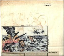 Yerli, Uçak Savaşı Karikatür Çizgi Roman Macera (Renk Paleti Ve Boyutlandırılmış Haliyle) F.M. Berkay (25 X 35cm)