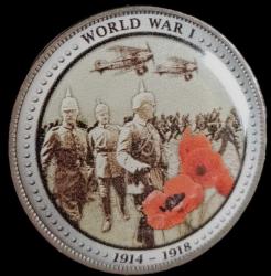 LOT.110 » İngiltere 1916 1 Dünya Savaşı Damla baskı 1 Penny Alman askerleri ve üstlerinde uçaklar resmedilmiştir; ayrıca savaşın sembolü olan kırmızı gelincik çiçekleri bulunmaktadır. 