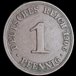 Almanya İmparatorluğu 1906 A 1 Pfennig bakır