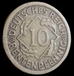 Almanya 1924 F 10 Reichspfenig