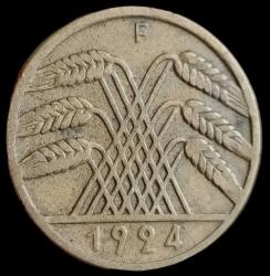 Almanya 1924 F 10 Reichspfenig