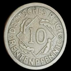 Almanya 1924 A  10 Reichspfenig