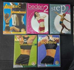 AEROBIC SERİSİ * AEROBIC GYM-DANCE * BEDEN İNCELTME TEKNİKLERİ * STEP * SIRT VE GÖĞÜS ŞEKİLLENDİRME * KARIN VE KALÇA İNCELTME * 5 DVD AMBALAJINDA