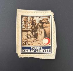 Türk Pulu - Turkish Stamp - Mektup Zarfından Kesilmiş /  Postadan Geçmiş Pul Filateli - TÜRKİYE KIZILAY CEMİYETİ TEMALI PUL, 20 PARA - Türkiye Cumhuriyeti - NOSTALJİK DOĞUM GÜNÜ HEDİYESİ