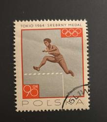 Polonya Pulu - Polska Stamp -  Postadan Geçmiş Pul Filateli - Damgalı - Tokyo 1964 Olimpiyat Oyunları -Engelli Koşu Temalı Pul , 90 PARA - YABANCI PULLAR-NOSTALJİK DOĞUM GÜNÜ HEDİYESİ