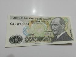 7 emisyon 10 Türk lirası çil seri C36 376804