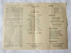 Sanatevi Eylül 1983 Etkinlikleri, 1983 - 1984 Oyun Dizinimiz