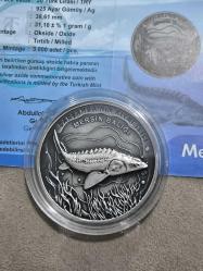 Darphane Hatıra Para Gümüş 1 Ons Mersin Balığı Sertifikalı