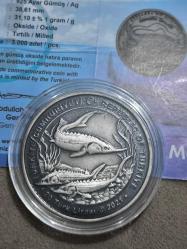 Darphane Hatıra Para Gümüş 1 Ons Mersin Balığı Sertifikalı