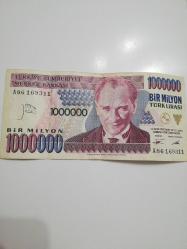 1 MİLYON TÜRK LİRASI 1000000 SERİ A86 169311 ÇİL ALTI#