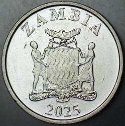 ZAMBİYA 5 KWACHA 2025 ZAMBİYA. GÜVENLİK KENARLI KALIN. 25,5 mm ÇİL.