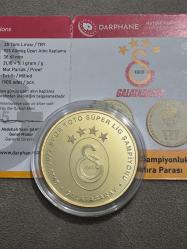Darphane Hatıra Para Gümüş 1 Ons Galatasaray Altın Kaplama Sertifikalı
