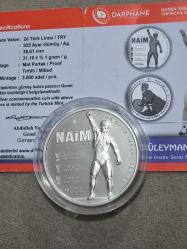 LOT.4 » Darphane Hatıra Para Gümüş 1 Ons Ankara'nın Naim Süleymanoğlu Sertifikalı