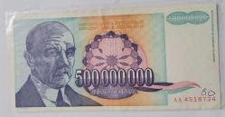 YUGOSLAVYA 1993   500.000.000  DİNAR   YABANCI KAĞIT PARA