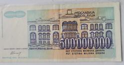 YUGOSLAVYA 1993   500.000.000  DİNAR   YABANCI KAĞIT PARA
