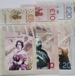 İNGİLTERE  FANTAZİ  PARA SETİ  6  ADET   KAĞIT PARA