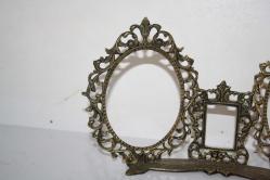 Vintage Fransa Üretimi Komple Pirinç 3'lü Resim Çerçevesi 1970/80s (ÇİFTRAF