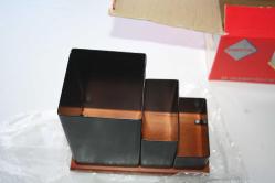 3 LÜ KALEMLİK VEYA BENZERI BİŞEY SIFIR  ESMETAL ES 110 AHŞAP ÜÇLÜ SET METAL (ÇİFTRAF