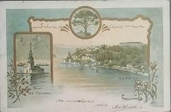 Osmanlı  1899 Kandilli Kız Kulesi Taş Baskı  Kartpostal,Çok Nadir.